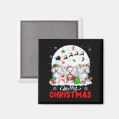 Vrolijk Kerstfeest Drie Santa Elf Rendier Poedels Magneet (Voorkant / Achterkant)