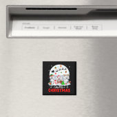 Vrolijk Kerstfeest Drie Santa Elf Rendier Poedels Magneet (Insitu (Vaatwasser))