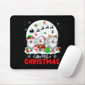 Vrolijk Kerstfeest Drie Santa Elf Rendier Samoyeds Muismat (Met muis)