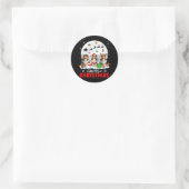 Vrolijk Kerstfeest Drie Santa Elf Rendier Shetland Ronde Sticker (Tas)