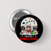 Vrolijk Kerstfeest Drie Santa Elf Rendier St. Bern Ronde Button 5,7 Cm (Voorkant /achterkant)