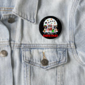 Vrolijk Kerstfeest Drie Santa Elf Rendier St. Bern Ronde Button 5,7 Cm (In situ)