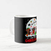 Vrolijk Kerstfeest Drie Santa Elf Rendier Teckel Koffiemok (Voorkant links)