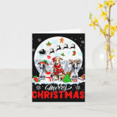 Vrolijk Kerstfeest Drie Santa Elf Rendier Whippets Kaart (Gele Bloem)