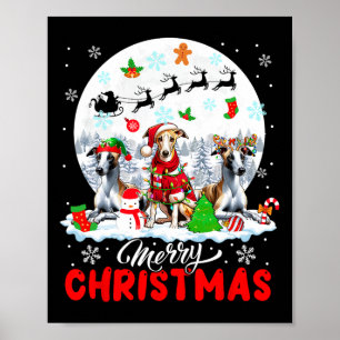 Vrolijk Kerstfeest Drie Santa Elf Rendier Whippets Poster
