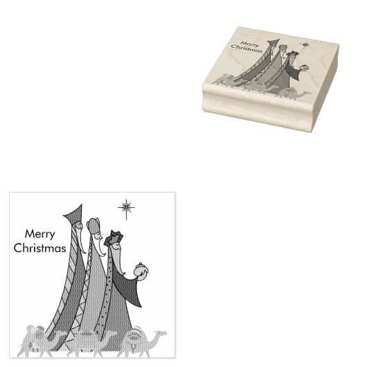 Vrolijk Kerstfeest Drie Wijzen Rubberstempel (Gestempeld)