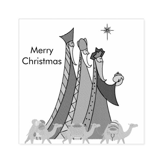 Vrolijk Kerstfeest Drie Wijzen Rubberstempel (Afrduk)