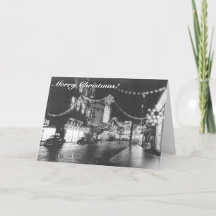 Vrolijk kerstfeest Duits zwart-wit foto 1950 Feestdagen Kaart