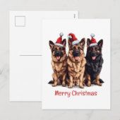 Vrolijk Kerstfeest Duitse Herder Kersthonden Feestdagenkaart (Voorkant / Achterkant)