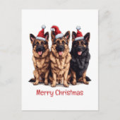 Vrolijk Kerstfeest Duitse Herder Kersthonden Feestdagenkaart (Voorkant)