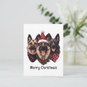 Vrolijk kerstfeest Duitse herdershonden Briefkaart (Staand voorkant)