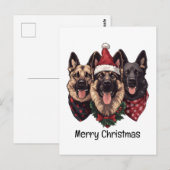 Vrolijk kerstfeest Duitse herdershonden Briefkaart (Voorkant / Achterkant)
