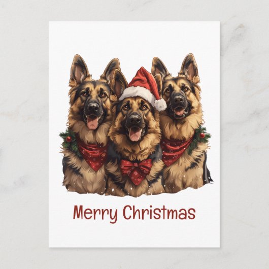 Vrolijk kerstfeest Duitse herdershonden Briefkaart (Voorkant)