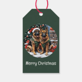 Vrolijk kerstfeest Duitse herdershonden Cadeaulabel
