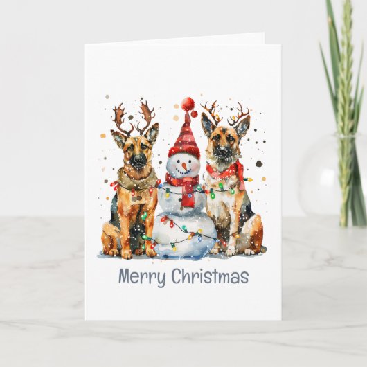 Vrolijk kerstfeest Duitse herdershonden Feestdagen Kaart (Voorkant)