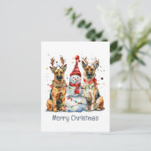 Vrolijk kerstfeest Duitse herdershonden Feestdagenkaart (Staand voorkant)
