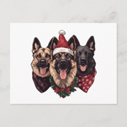 Vrolijk kerstfeest Duitse herdershonden Feestdagenkaart (Voorkant)