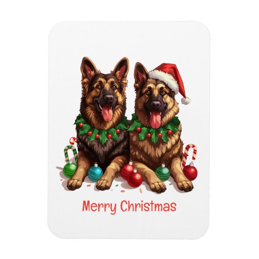 Vrolijk kerstfeest Duitse herdershonden Magneet (Verticaal)
