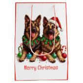 Vrolijk kerstfeest Duitse herdershonden Medium Cadeauzakje (Achterkant)