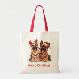 Vrolijk kerstfeest Duitse herdershonden Tote Bag