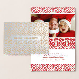 Vrolijk kerstfeest Echte Folie Luxe Aangepaste fot Kaarten