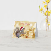 Vrolijk Kerstfeest Eekhoorn in Santa Hoed & Gesche Kaart (Gele Bloem)