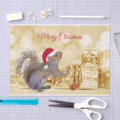 Vrolijk Kerstfeest Eekhoorn in Santa Hoed & Gesche Tissuepapier (Craft)