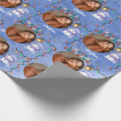 Vrolijk kerstfeest een cirkel foto en naam sneeuwp cadeaupapier (Hoek)