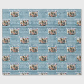 Vrolijk kerstfeest één familie foto rustiek hout cadeaupapier (Vlak)