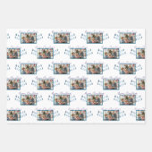 Vrolijk kerstfeest één familie foto rustiek hout inpakpapier vel (Voorkant 2)