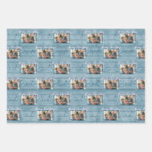 Vrolijk kerstfeest één familie foto rustiek hout inpakpapier vel (Voorkant)