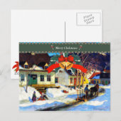 Vrolijk kerstfeest, een Quebec dorpsstraat Briefkaart (Voorkant / Achterkant)