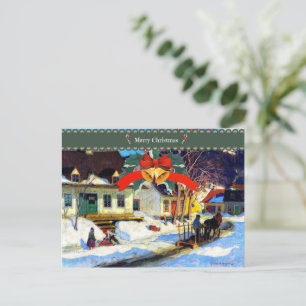 Vrolijk kerstfeest, een Quebec dorpsstraat Briefkaart