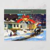 Vrolijk kerstfeest, een Quebec dorpsstraat Briefkaart (Voorkant)