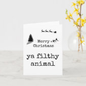 Vrolijk kerstfeest, een smerig dier, Grappige kaar Kaart (Gele Bloem)
