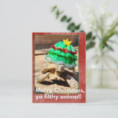 Vrolijk kerstfeest een smerig dier Sarcastische sc Briefkaart (Staand voorkant)