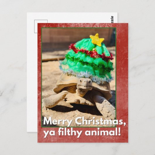 Vrolijk kerstfeest een smerig dier Sarcastische sc Briefkaart (Voorkant / Achterkant)