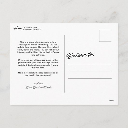 Vrolijk kerstfeest eenvoudig casual script één fot feestdagenkaart (Achterkant)