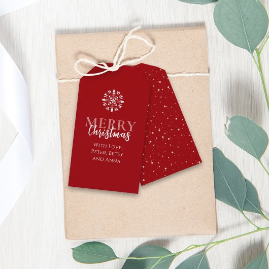 Vrolijk kerstfeest Eenvoudig Cute Red Elegant Stip Cadeaulabel