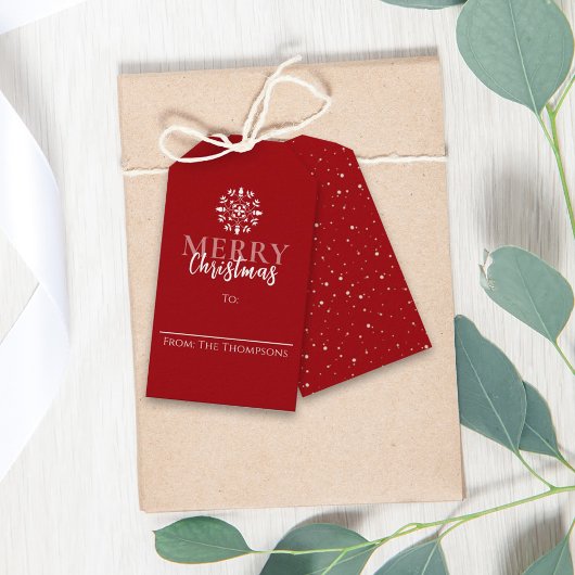 Vrolijk kerstfeest Eenvoudig Cute Red Elegant Stip Cadeaulabel