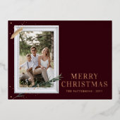 Vrolijk kerstfeest Eenvoudig elegant foto Lijst Mo Folie Feestdagen Briefkaart (Voorkant)