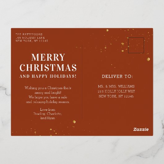 Vrolijk kerstfeest Eenvoudig elegant foto Lijst Mo Folie Feestdagen Briefkaart (Achterkant)