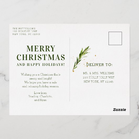 Vrolijk kerstfeest Eenvoudig elegant foto Lijst Mo Folie Feestdagen Briefkaart (Achterkant)