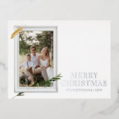 Vrolijk kerstfeest Eenvoudig elegant foto Lijst Mo Folie Feestdagen Briefkaart (Voorkant)