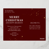 Vrolijk kerstfeest Eenvoudig elegant foto Lijst Mo Folie Feestdagen Briefkaart (Achterkant)