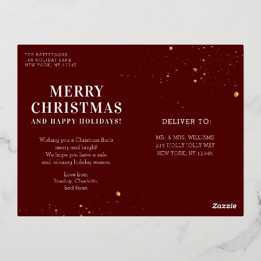 Vrolijk kerstfeest Eenvoudig elegant foto Lijst Mo Folie Feestdagen Briefkaart (Achterkant)