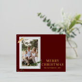 Vrolijk kerstfeest Eenvoudig elegant foto Lijst Mo Folie Feestdagen Briefkaart (Staand Voorkant)