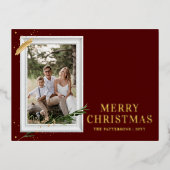 Vrolijk kerstfeest Eenvoudig elegant foto Lijst Mo Folie Feestdagen Briefkaart (Voorkant)