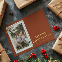 Vrolijk kerstfeest Eenvoudig elegant foto Lijst Mo Folie Feestdagen Briefkaart