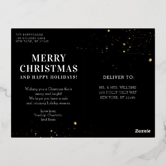 Vrolijk kerstfeest Eenvoudig elegant foto Lijst Mo Folie Feestdagen Briefkaart (Achterkant)